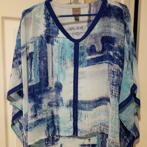 Chico's Easywear Blue and White Abstract Blouse